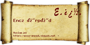 Encz Árpád névjegykártya
