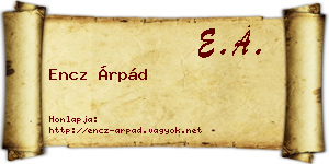 Encz Árpád névjegykártya